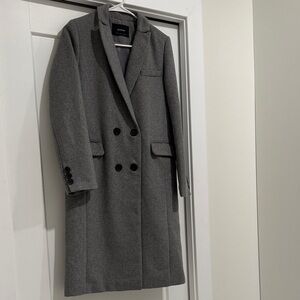 Stradivarius Gray Double-Breasted Coat Size S